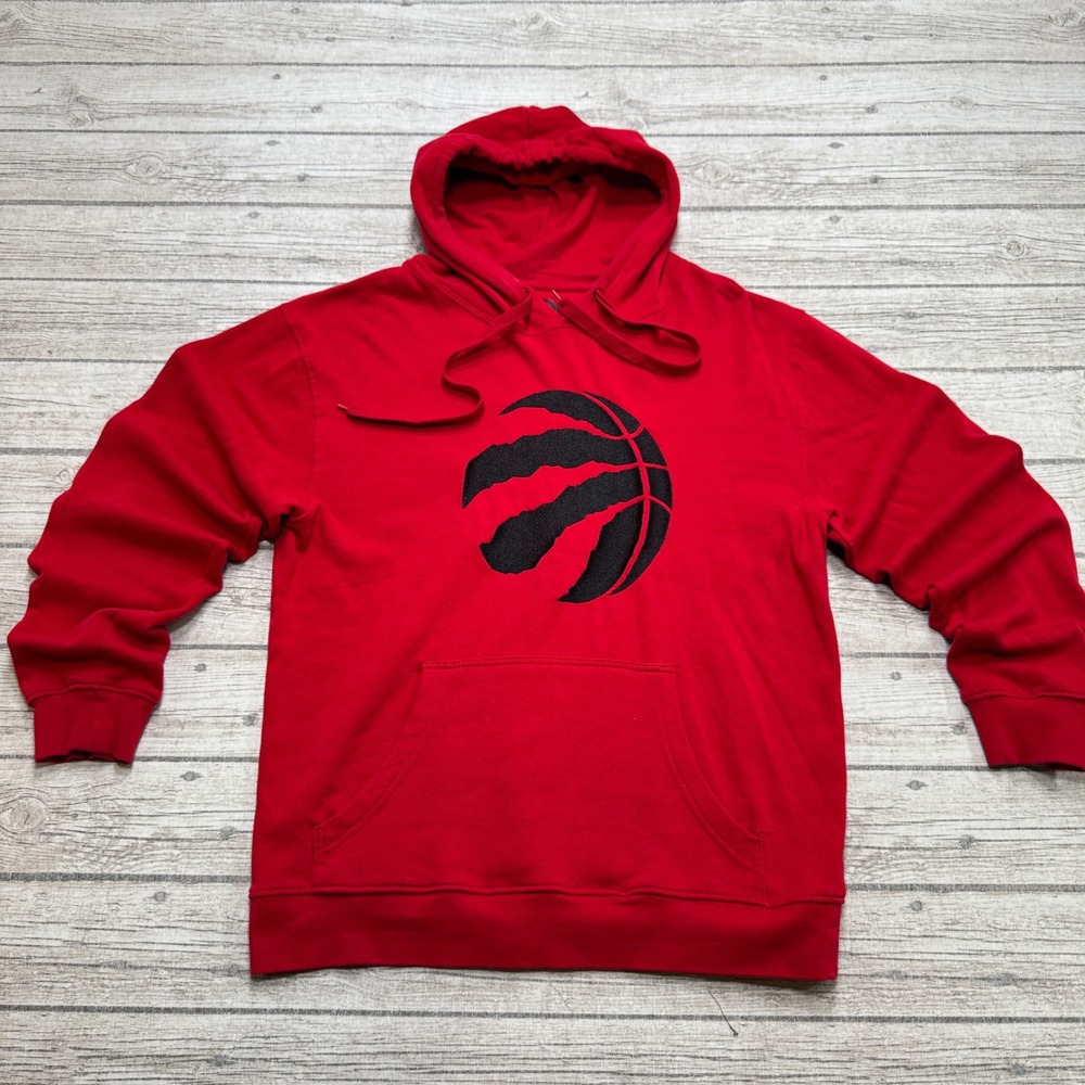 NBA Toronto Raptors Hoodie Men's L Red Fleece Athletic Fit Basketball Sportswear